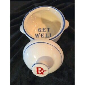 Vintage Rubicon RX Get Well Soup Bowl with Lid Red, White and Blue